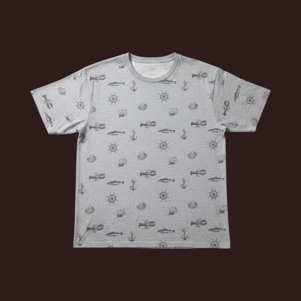 Ditch Plains T-Shirt Gray Nautical Print Ricky Singh Mens 3X Crew Neck Tee